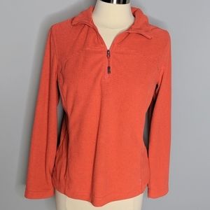 Fuda Orange Coral Fleece Half Zip Jacket Petite